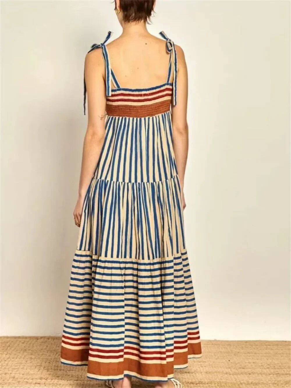 Tiered Alternating Stripe Maxi Dress - Picture 3 of 4